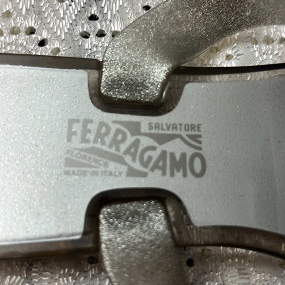 Salvatore Ferragamo Farella Silver Glitter Flip Flop Sandals 7 View 5